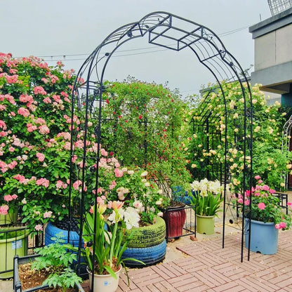 Metal Garden Arch W74.4'' X H98.4'' Garden Arbor Trellis Climbing Plants Support Rose Arch Outdoor Arch