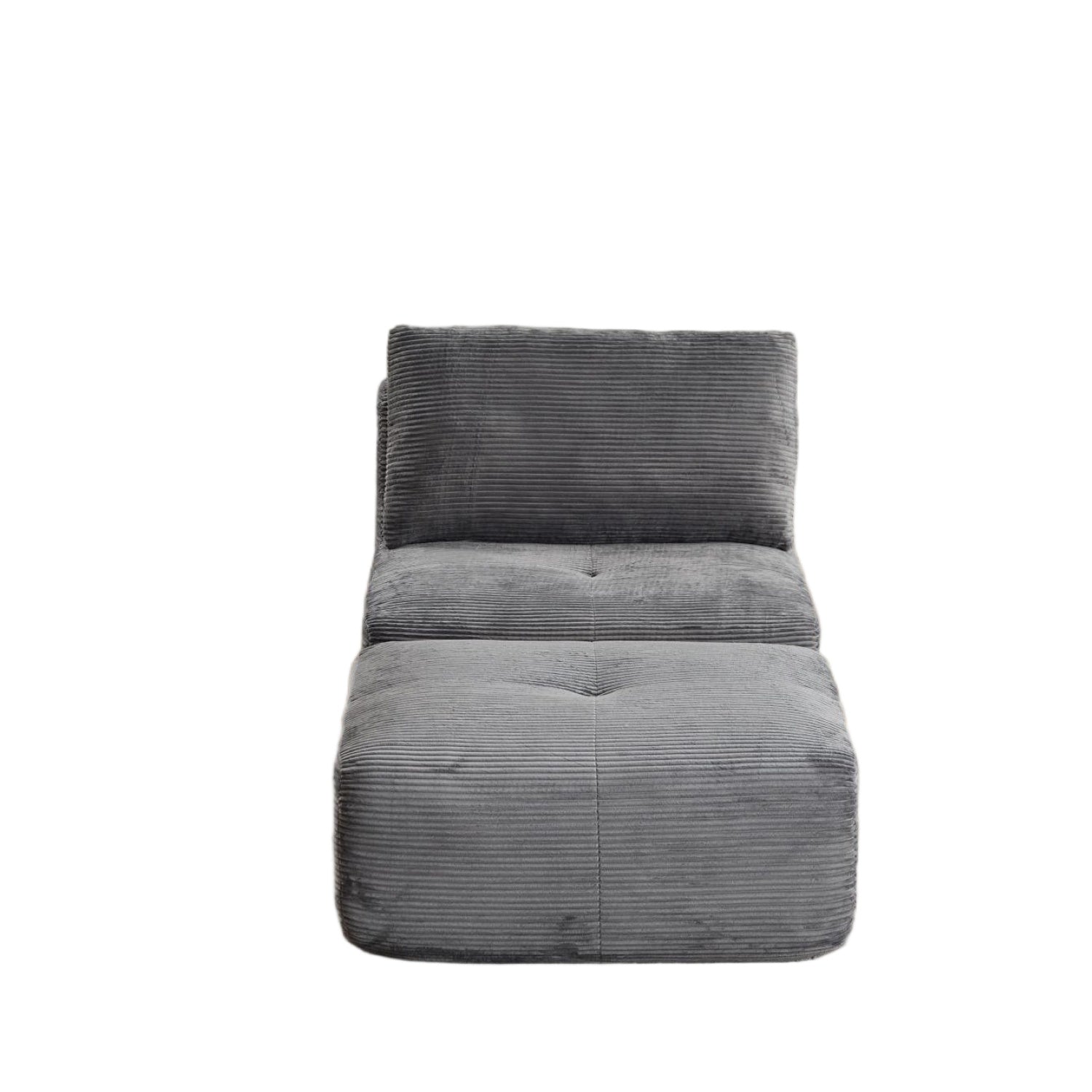 Sofá Comprimido de Espuma de Memoria Moderna, Chaise Longue Individual para Sala de Estar, Sofá Seccional Modular en Forma de Nube Apto para Mascotas, Tela de Corduroy, Otomana Móvil, Sin Ensamblaje Requerido, Gris