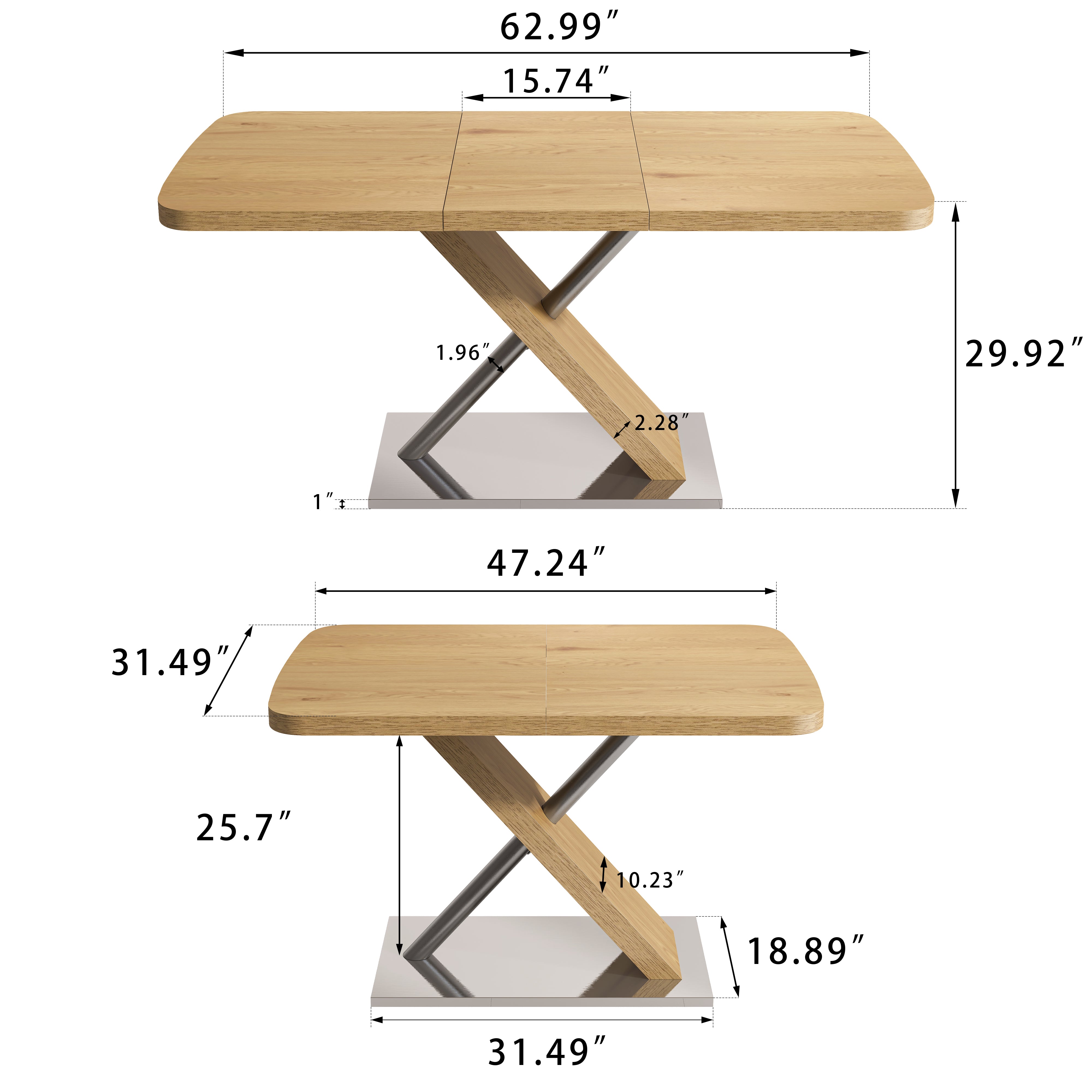 Natural Wood Extendable Table