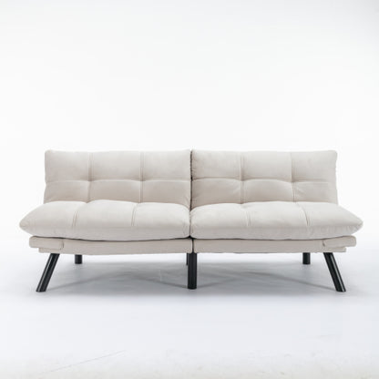 Cream Convertible Folding Modern Sofa Bed