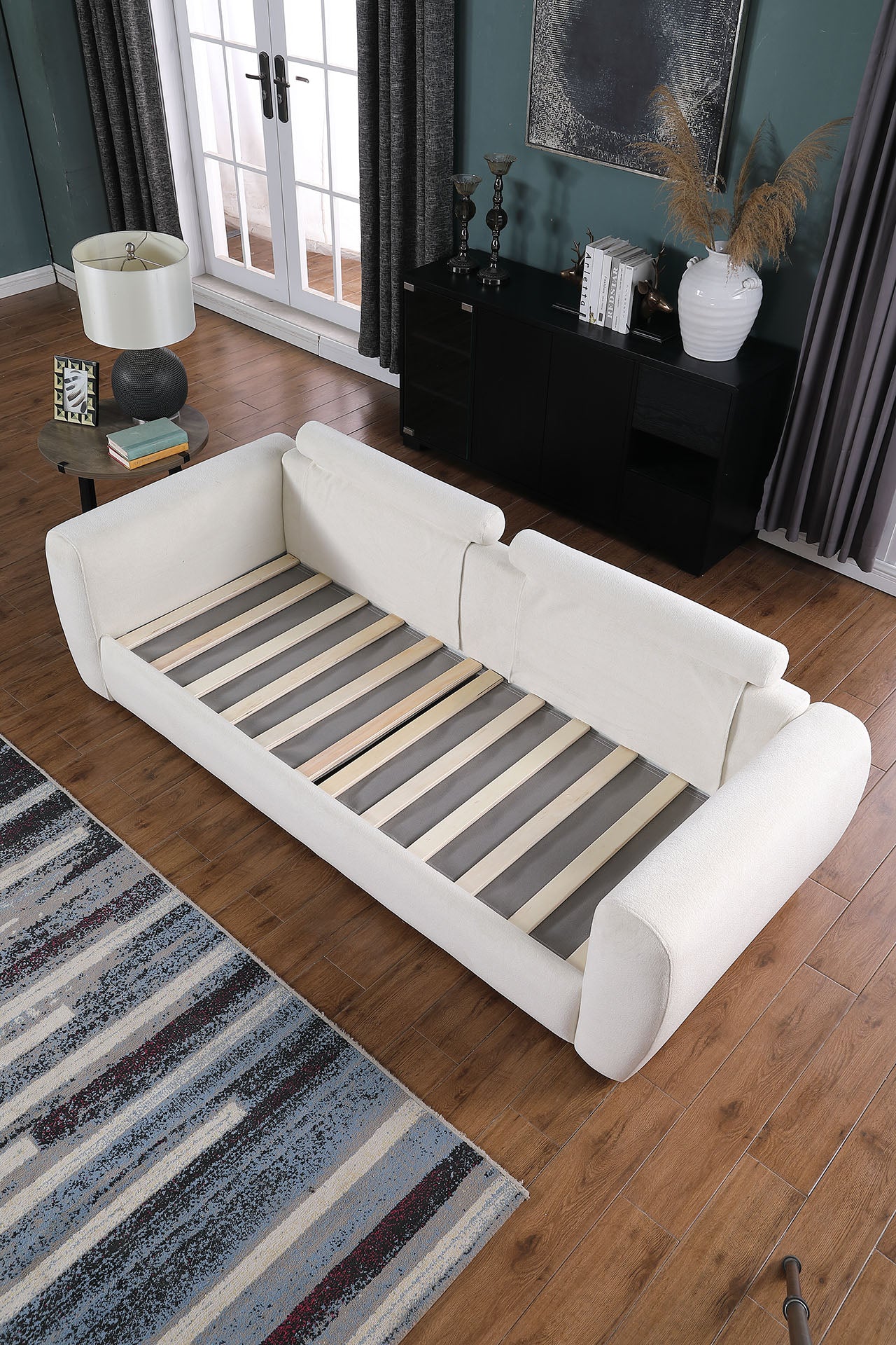 Beige Compressed Sofa Chenille Fiber Foam