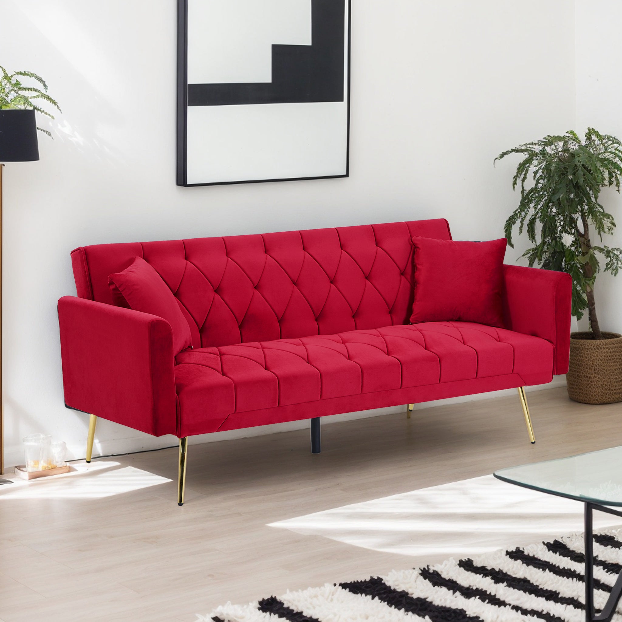 Blue Velvet Sofa Bed