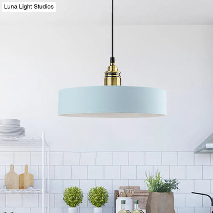 5"/12" Wide Round Pendant Lamp Macaron Loft Metal Lighting with Brass Socket for Corridor