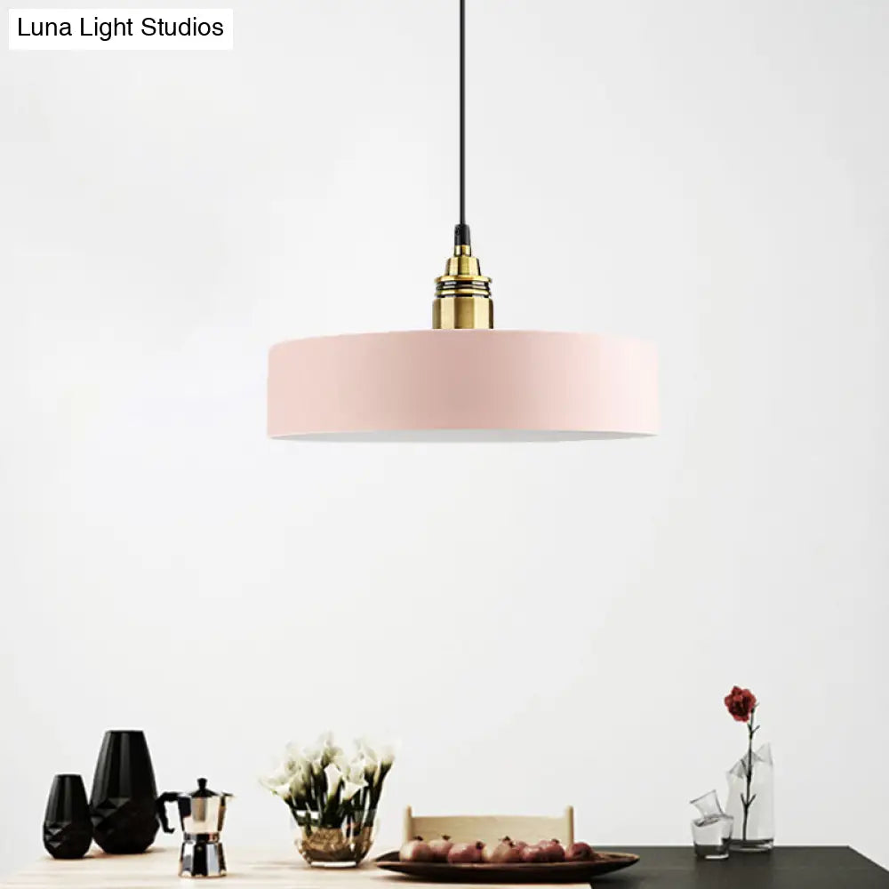 5"/12" Wide Round Pendant Lamp Macaron Loft Metal Lighting with Brass Socket for Corridor