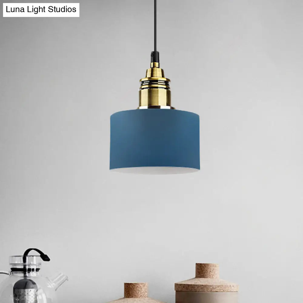 5"/12" Wide Round Pendant Lamp Macaron Loft Metal Lighting with Brass Socket for Corridor