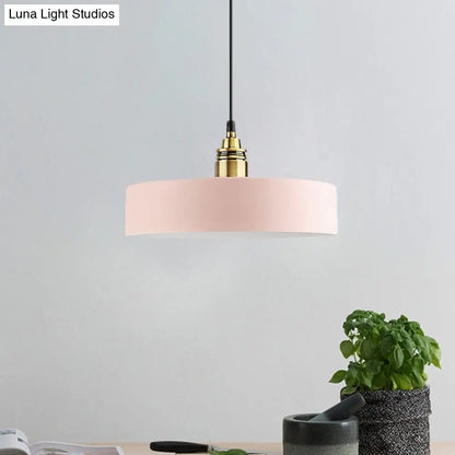 5"/12" Wide Round Pendant Lamp Macaron Loft Metal Lighting with Brass Socket for Corridor