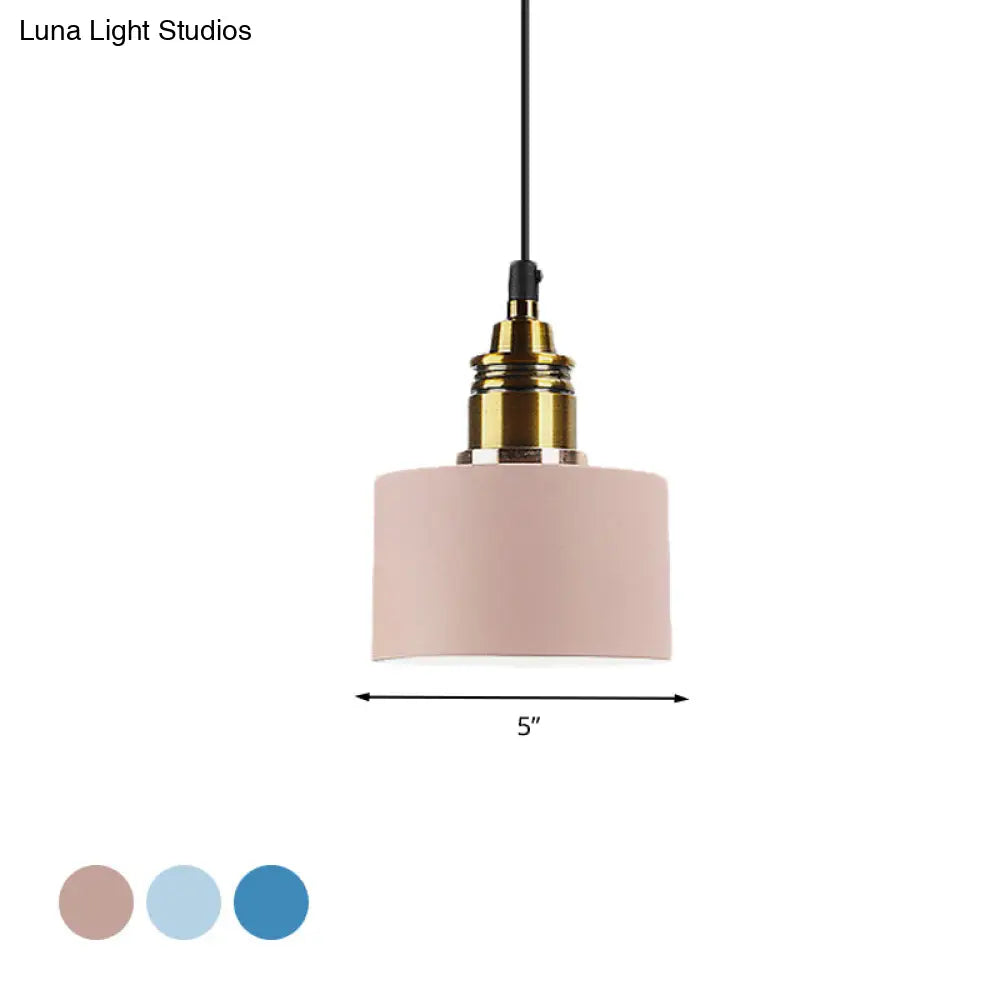 5"/12" Wide Round Pendant Lamp Macaron Loft Metal Lighting with Brass Socket for Corridor