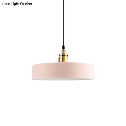 5"/12" Wide Round Pendant Lamp Macaron Loft Metal Lighting with Brass Socket for Corridor