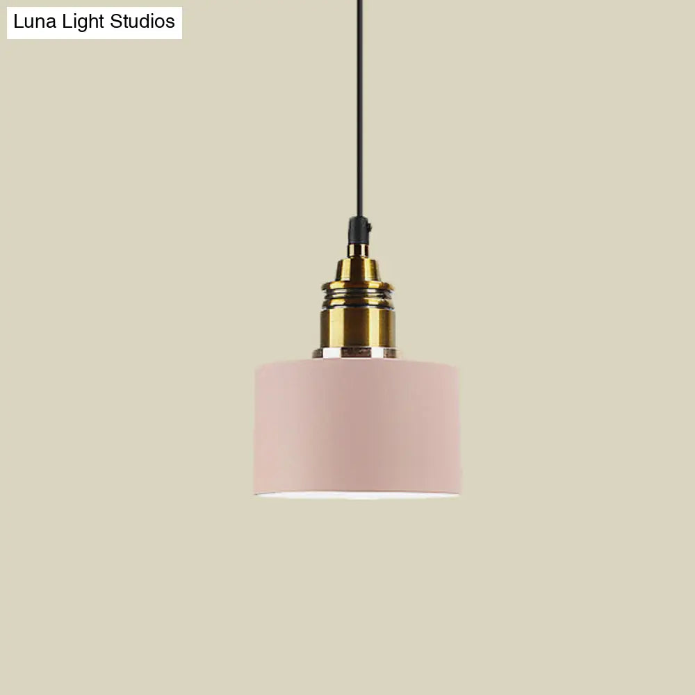 5"/12" Wide Round Pendant Lamp Macaron Loft Metal Lighting with Brass Socket for Corridor