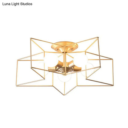 DecorBites™ DecorBites™ 5-Bulb Iron Star Semi Flush Mount Ceiling Light for Simple Living Room Decor
