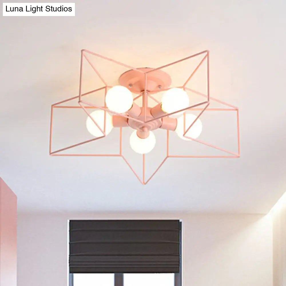 DecorBites™ DecorBites™ 5-Bulb Iron Star Semi Flush Mount Ceiling Light for Simple Living Room Decor