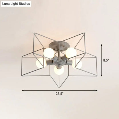 DecorBites™ DecorBites™ 5-Bulb Iron Star Semi Flush Mount Ceiling Light for Simple Living Room Decor