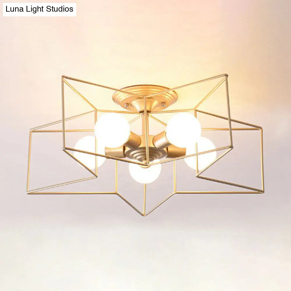 DecorBites™ DecorBites™ 5-Bulb Iron Star Semi Flush Mount Ceiling Light for Simple Living Room Decor