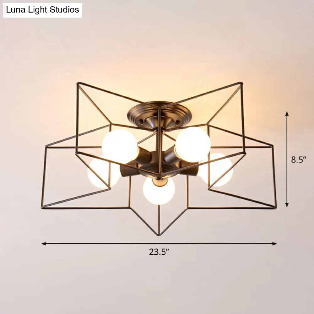 DecorBites™ DecorBites™ 5-Bulb Iron Star Semi Flush Mount Ceiling Light for Simple Living Room Decor