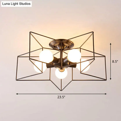 DecorBites™ DecorBites™ 5-Bulb Iron Star Semi Flush Mount Ceiling Light for Simple Living Room Decor
