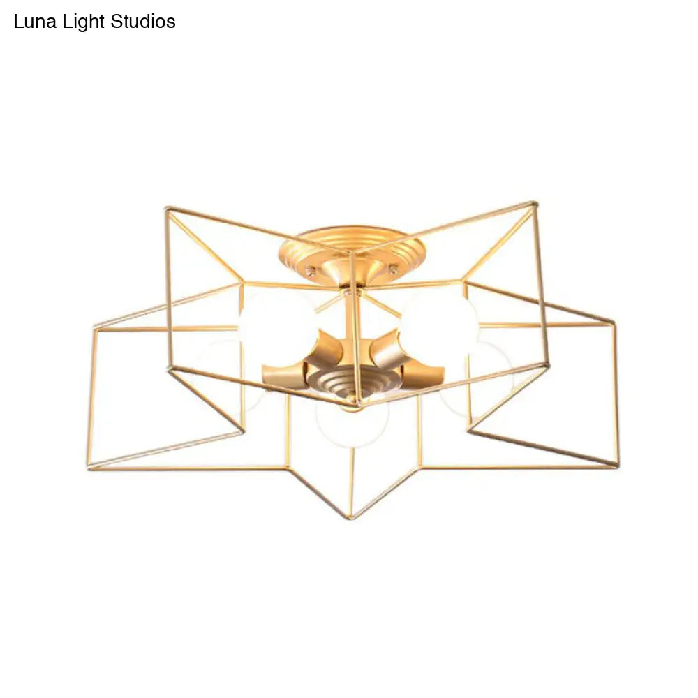 DecorBites™ DecorBites™ 5-Bulb Iron Star Semi Flush Mount Ceiling Light for Simple Living Room Decor