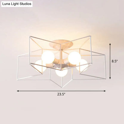 DecorBites™ DecorBites™ 5-Bulb Iron Star Semi Flush Mount Ceiling Light for Simple Living Room Decor