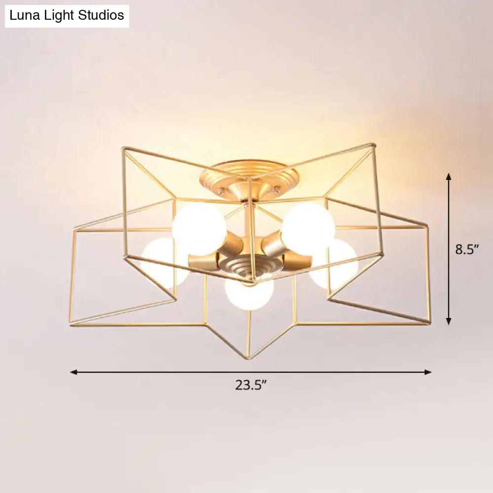 DecorBites™ DecorBites™ 5-Bulb Iron Star Semi Flush Mount Ceiling Light for Simple Living Room Decor