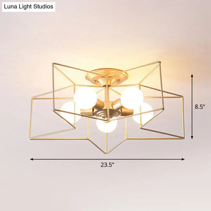 DecorBites™ DecorBites™ 5-Bulb Iron Star Semi Flush Mount Ceiling Light for Simple Living Room Decor