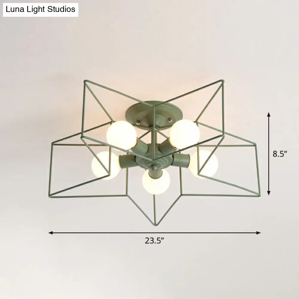 DecorBites™ DecorBites™ 5-Bulb Iron Star Semi Flush Mount Ceiling Light for Simple Living Room Decor