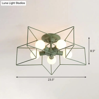 DecorBites™ DecorBites™ 5-Bulb Iron Star Semi Flush Mount Ceiling Light for Simple Living Room Decor