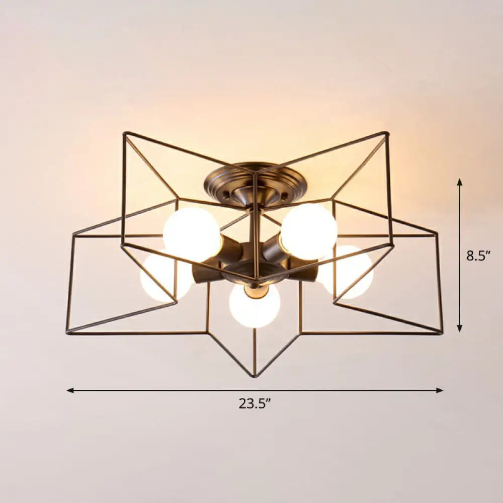 DecorBites™ DecorBites™ 5-Bulb Iron Star Semi Flush Mount Ceiling Light for Simple Living Room Decor