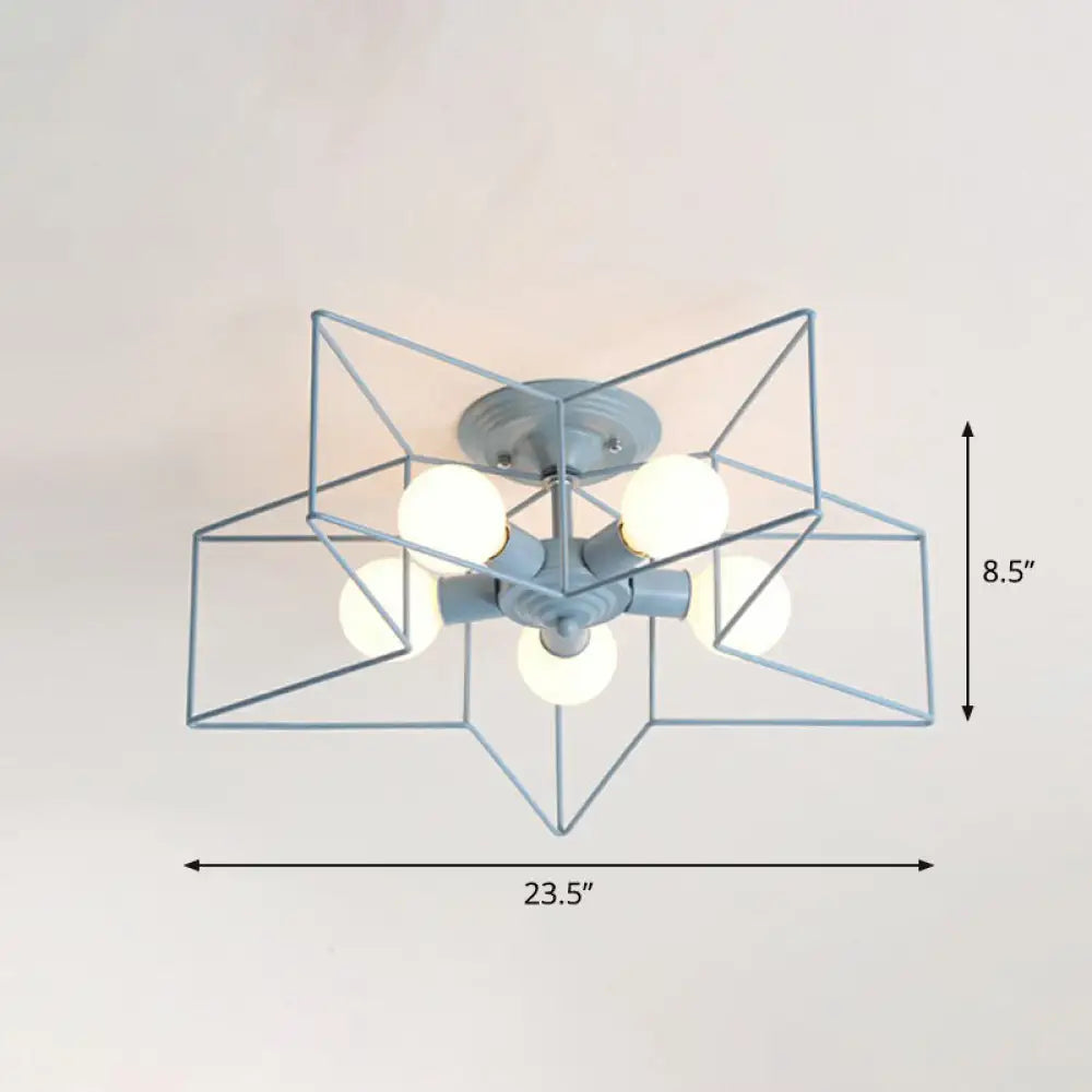 DecorBites™ DecorBites™ 5-Bulb Iron Star Semi Flush Mount Ceiling Light for Simple Living Room Decor