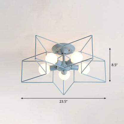 DecorBites™ DecorBites™ 5-Bulb Iron Star Semi Flush Mount Ceiling Light for Simple Living Room Decor