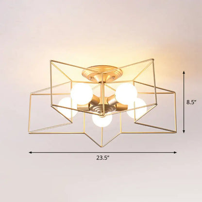 DecorBites™ DecorBites™ 5-Bulb Iron Star Semi Flush Mount Ceiling Light for Simple Living Room Decor