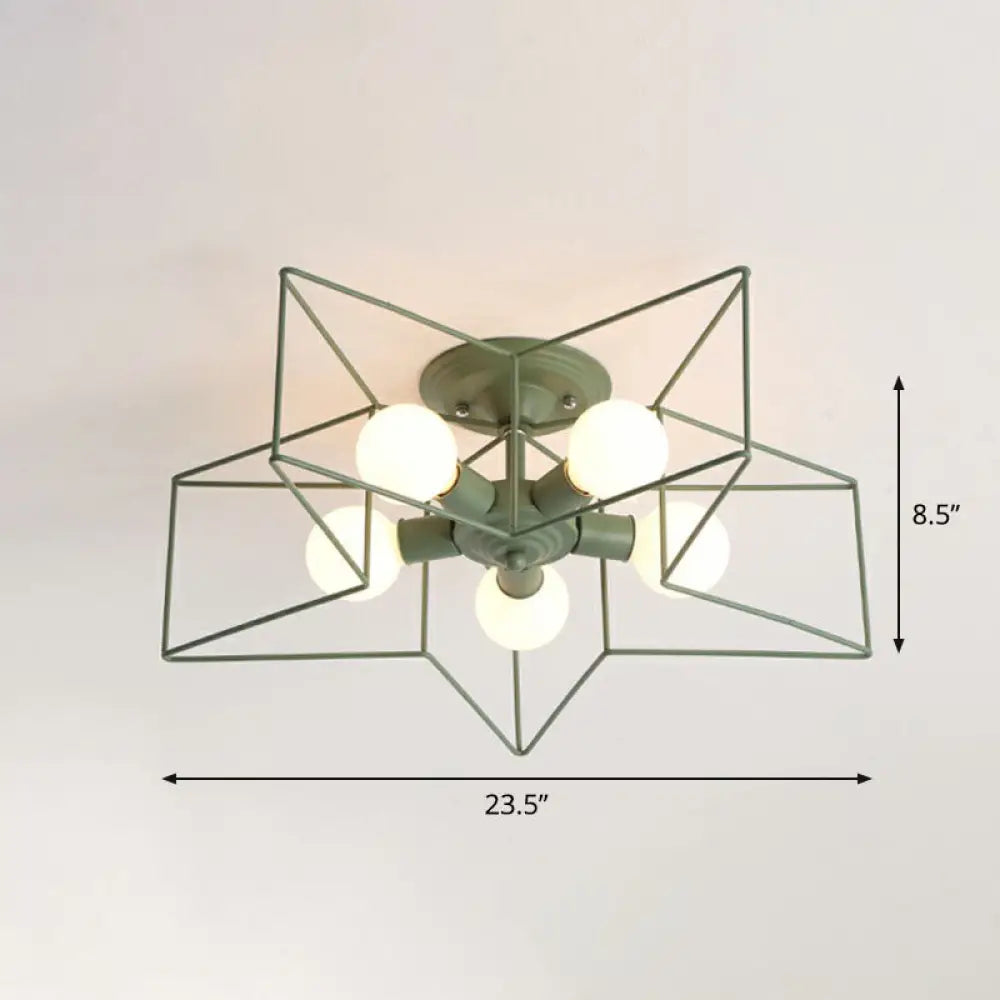 DecorBites™ DecorBites™ 5-Bulb Iron Star Semi Flush Mount Ceiling Light for Simple Living Room Decor