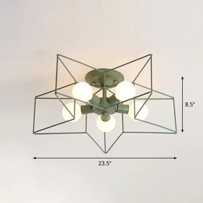 DecorBites™ DecorBites™ 5-Bulb Iron Star Semi Flush Mount Ceiling Light for Simple Living Room Decor