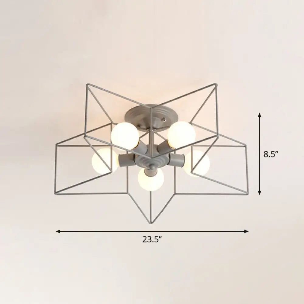 DecorBites™ DecorBites™ 5-Bulb Iron Star Semi Flush Mount Ceiling Light for Simple Living Room Decor