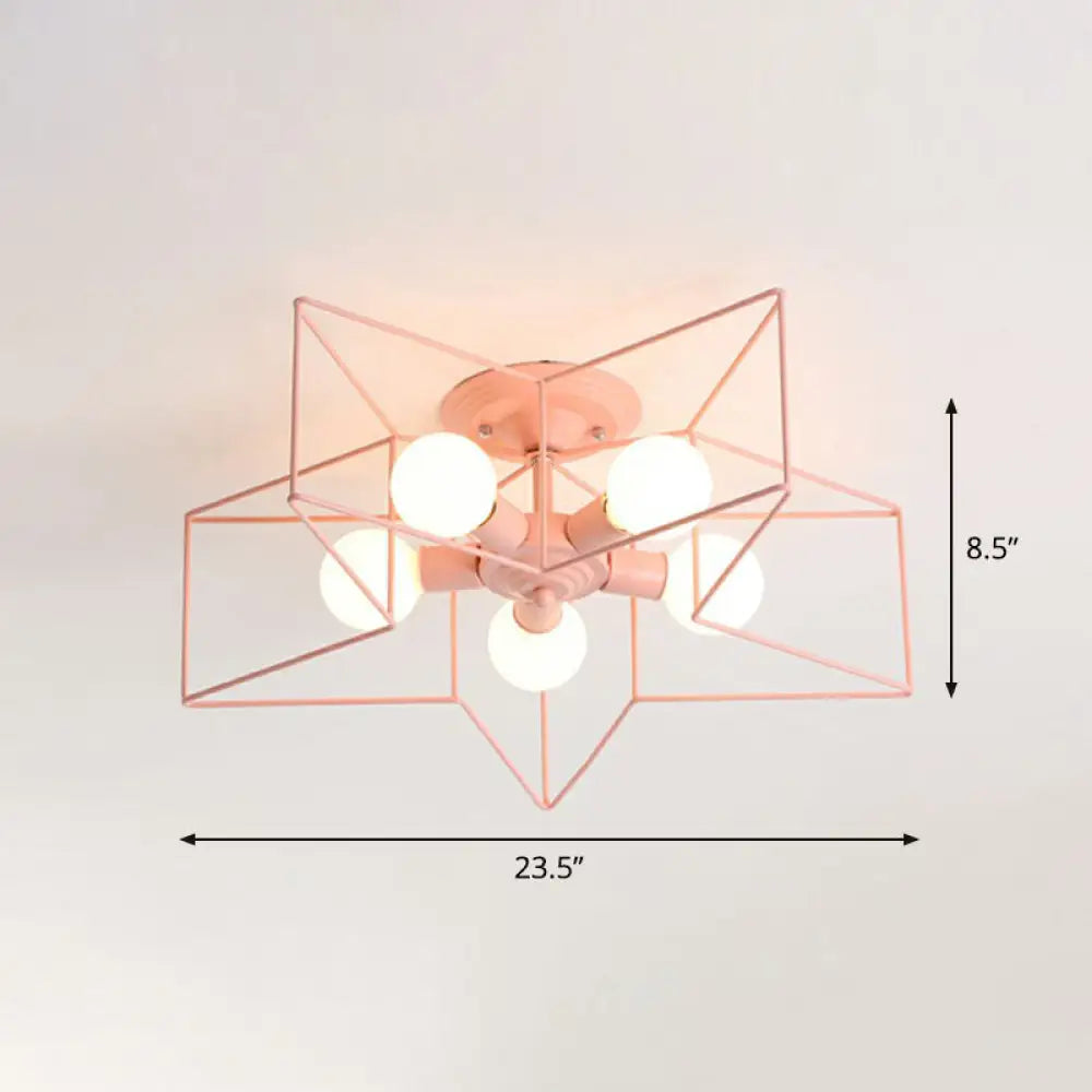 DecorBites™ DecorBites™ 5-Bulb Iron Star Semi Flush Mount Ceiling Light for Simple Living Room Decor
