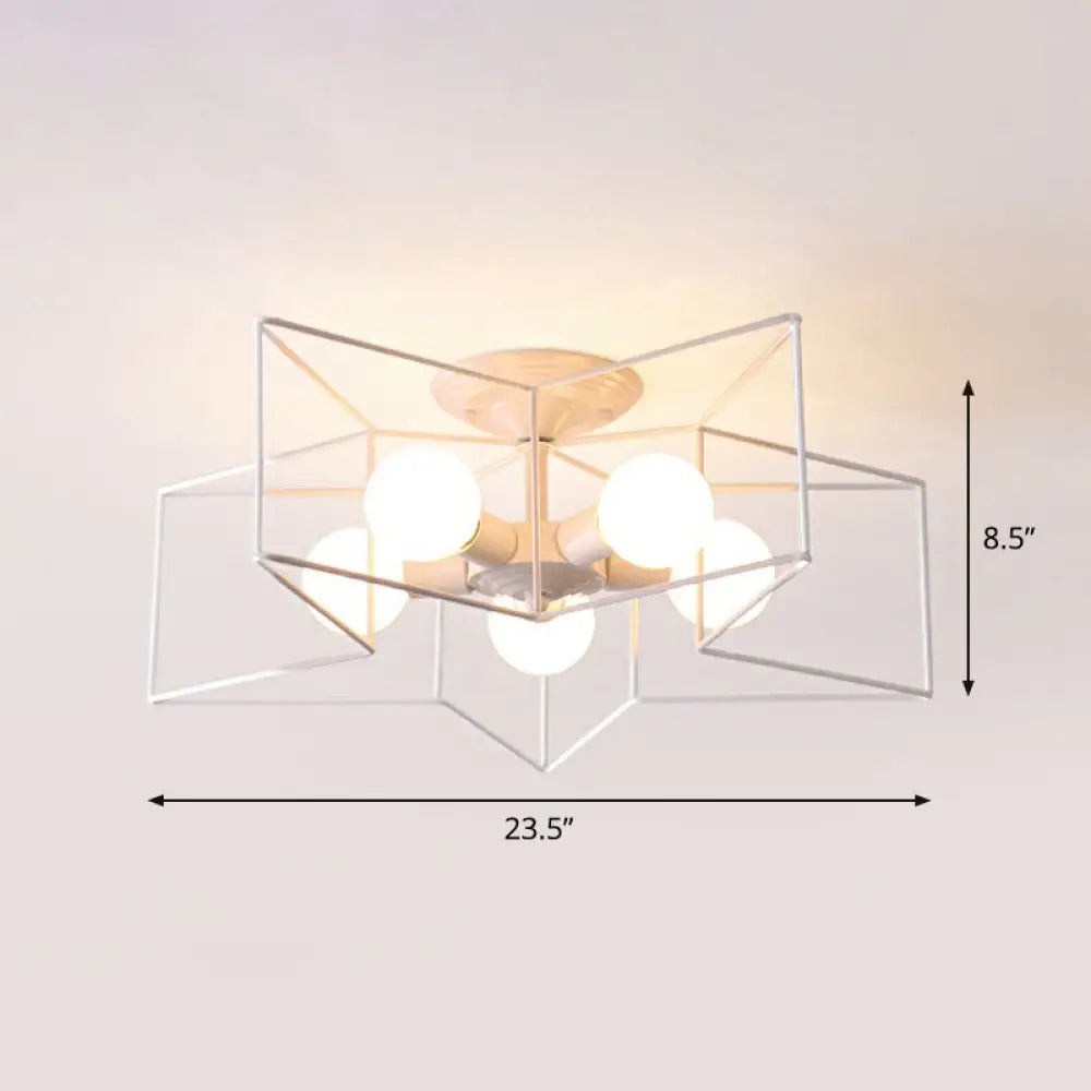 DecorBites™ DecorBites™ 5-Bulb Iron Star Semi Flush Mount Ceiling Light for Simple Living Room Decor
