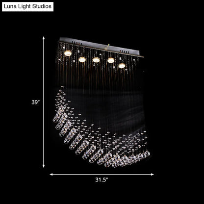Lámpara de techo empotrada DecorBites™ de hierro con acabado níquel satinado nórdico y 5 bombillas, con gotas de cristal