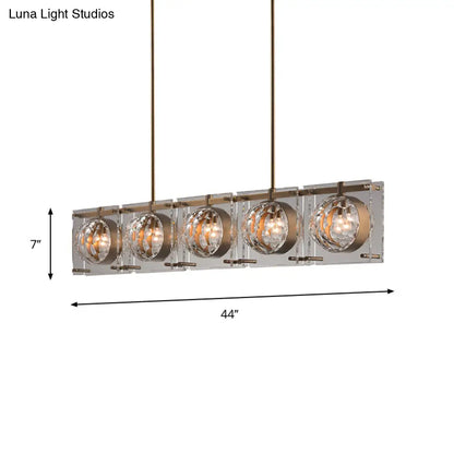 DecorBites™ 5-Head Pendant Light - Modern Brass Island Lamp with Faceted Crystal Balls