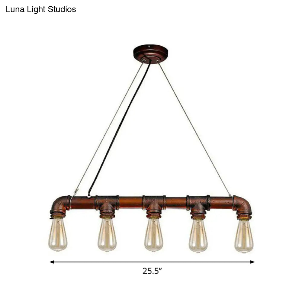 Lámpara colgante DecorBites™ estilo steampunk de 5 luces con tubos rectos y encanto rústico
