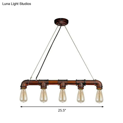 Lámpara colgante DecorBites™ estilo steampunk de 5 luces con tubos rectos y encanto rústico