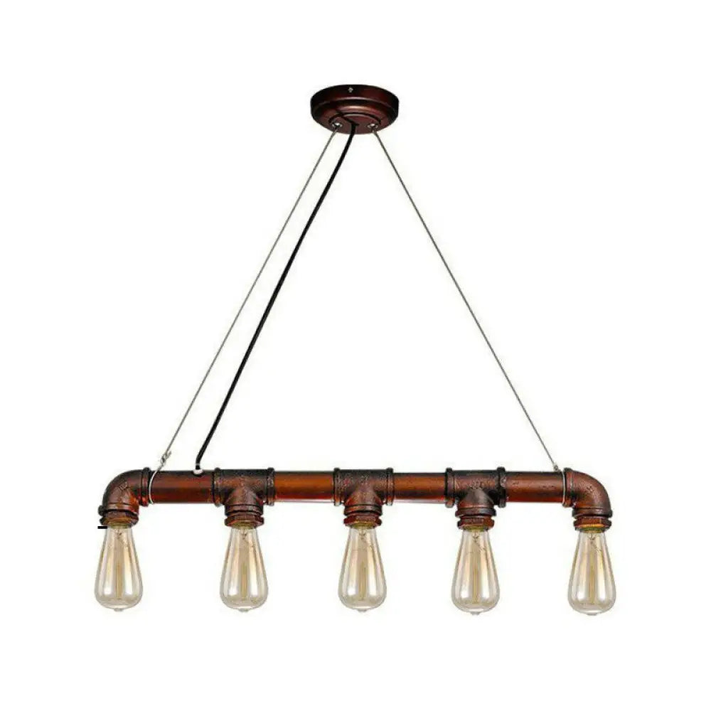 Lámpara colgante DecorBites™ estilo steampunk de 5 luces con tubos rectos y encanto rústico