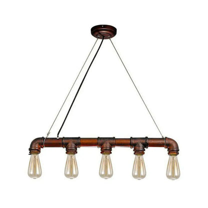 Lámpara colgante DecorBites™ estilo steampunk de 5 luces con tubos rectos y encanto rústico