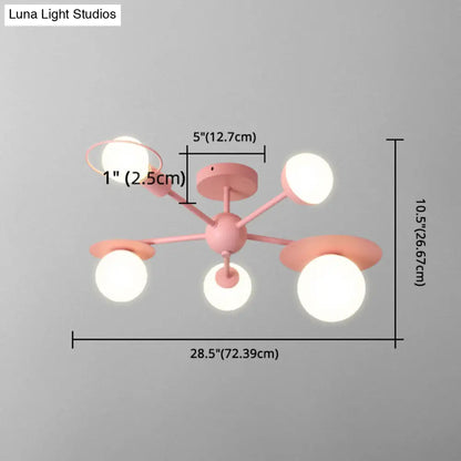 DecorBites™ DecorBites™ 5-Light Macaroon Ceiling Light with Semi-Flush Mount - Perfect for Kindergarten, Hallway, and Bedroom