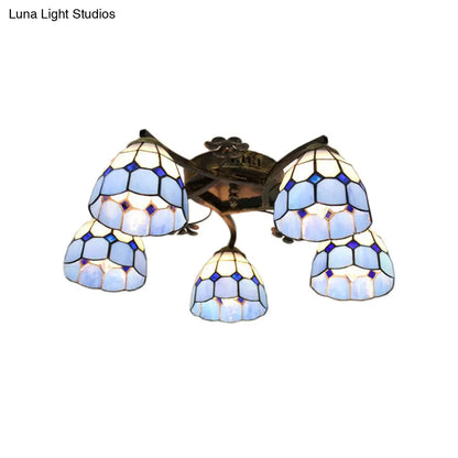 DecorBites™ DecorBites™ 5-Light Tiffany Style Dome Semi Flush Mount Light in White/Clear