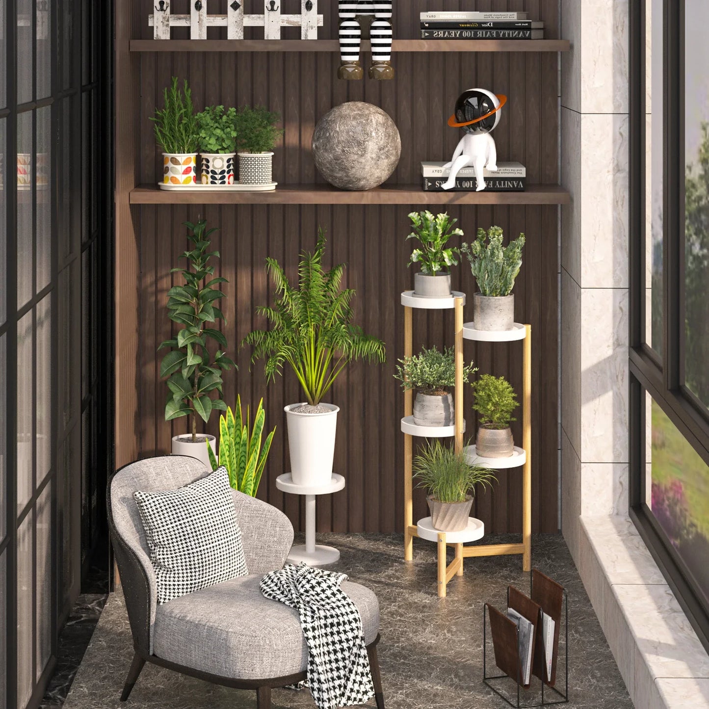 5-Tier Bamboo Plant Stand for Indoor and Outdoor