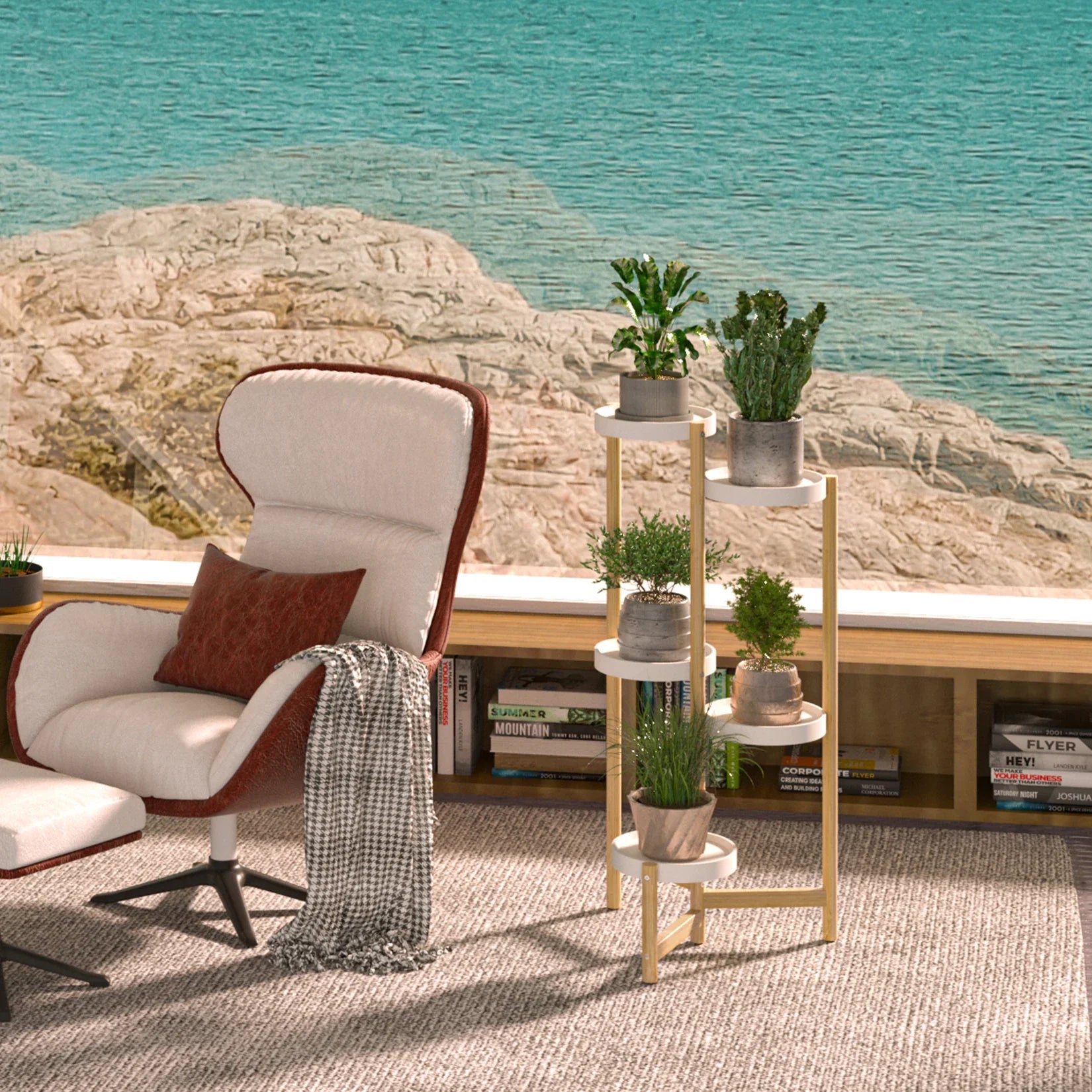 5-Tier Bamboo Plant Stand for Indoor and Outdoor