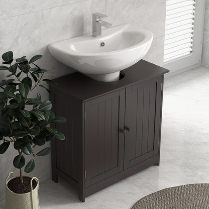 Bathroom Vanity Cabinet, Under Sink Bathroom Cabinet with 2 Doors and Adjustable Shelf, Coffee