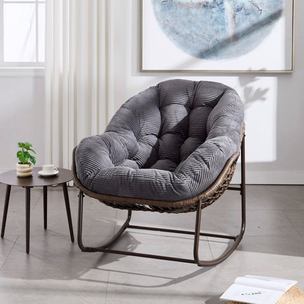 Grey Rattan Rocking Chair