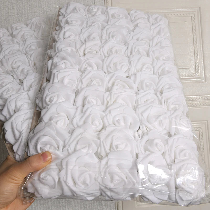 50pcs White PE Rose Heads