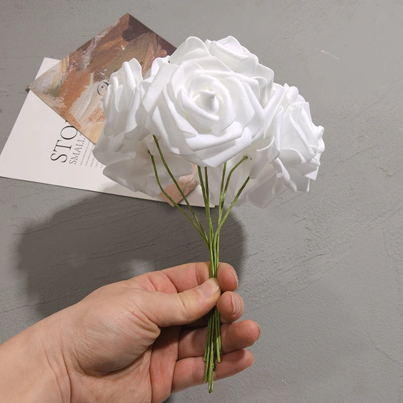 50pcs White PE Rose Heads