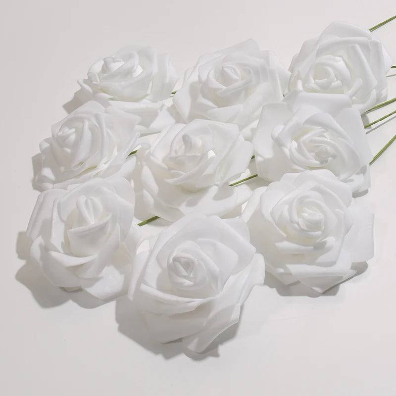 50pcs White PE Rose Heads