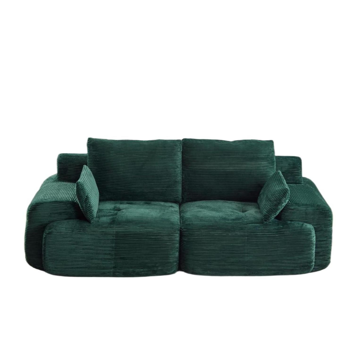 Sofá Moderno de Espuma de Memoria Comprimida, Sofá Seccional Grande de 2 Plazas para Sala de Estar, Sofá Seccional Modular Nube Amigable con Mascotas, Tela de Corduroy, Loveseat Extra Profundo, Sin Ensamblaje Requerido, Verde